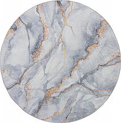 Rund matta - Genova (grå/vit/guld)