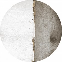 Rund matta - Prades (vit/grå)