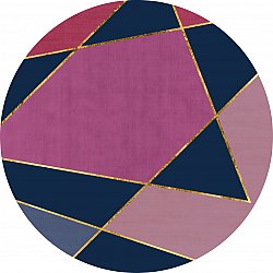 Rund matta - Jade (mörkblå/rosa)