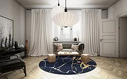 Rund matta - Cesina (svart/guld)