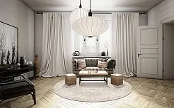 Rund matta - Santi (beige/vit)