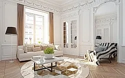 Rund matta - Castello (beige/vit)