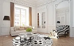 Rund matta - Avent (beige/svart)