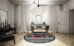 Rund matta - Develi (svart/vit)