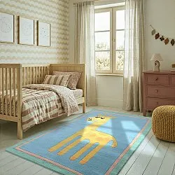 Barnmatta - Giraffe Hand Tufted Wool Premium (ljusblå/multi)