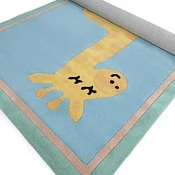 Barnmatta - Giraffe Hand Tufted Wool Premium (ljusblå/multi)