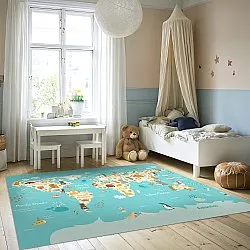 Barnmatta - World Map (blå/multi)