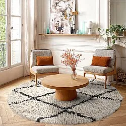 Rund matta - Alcott Natural Cotton Shaggy (svart/vit)