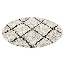 Rund matta - Alcott Natural Cotton Shaggy (svart/vit)