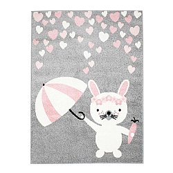 barnmatta rea barnmattan matta till för i barnrum för pojke tjej Bubble Rain grå Kanin med paraply