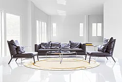 Rund matta - Cerasia (beige/vit/guld)