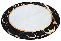 Rund matta - Cerasia (svart/vit/guld)