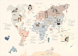 Barnmatta - Animal Map (beige)