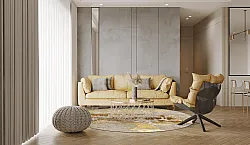 Rund matta - Elena (beige/guld)
