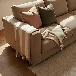Filtar - Pläd i ullmix - Beatriz Stripe (beige/vit)