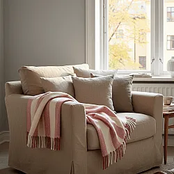 Filtar - Pläd i ullmix - Beatriz Stripe (röd/vit)