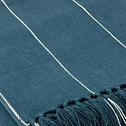 Filtar - Bomullspläd - Martina Stripe (blå/vit)