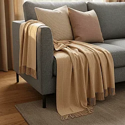 Filtar - Bomullspläd - Martina Stripe (beige/vit)