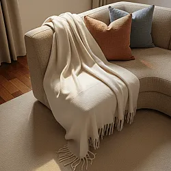 Filtar - Pläd i ullmix - Samantha (offwhite)