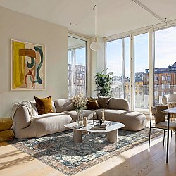 Flatvävd matta - Noura (mörkblå)