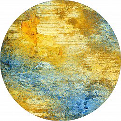 Rund matta - Seia (gul-blå)