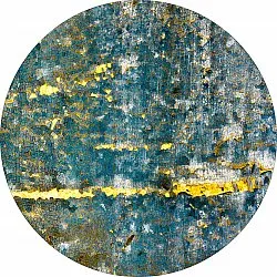 Rund matta - Mira (gul-blå)
