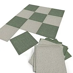 Heltäckningsmatta - Almeria Textilplattor 24-pack (grön)