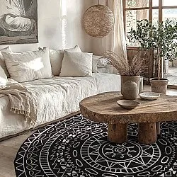 Rund matta - Brussels Diamond (svart)
