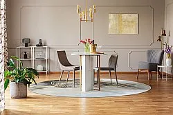 Rund matta - Ekual (blå/grå/guld)