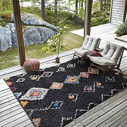 Ryamattor - Marden Natural Cotton Shaggy (svart/multi)
