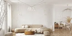 Rund matta - Morino (beige/vit/guld)