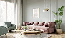 Rund matta - Morino (beige/vit/guld)