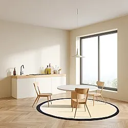 Rund matta (sisal) - Agave (svart/vit)