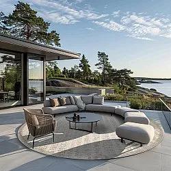 Rund matta - Indoor/Outdoor Kendall (cream/grå)