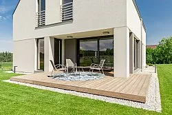 Rund matta - Indoor/Outdoor Trenton (vit/blå)