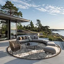 Rund matta - Indoor/Outdoor Hampton (grå)