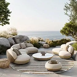 Rund matta - Indoor/Outdoor Baldwin (cream/beige)