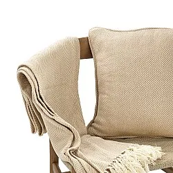 Kuddfodral - Denisa Fishbone (beige/vit)