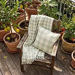Kuddfodral - Isela check cotton cushion cover (cream/ljusgrön)