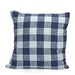 Kuddfodral - Isela check cotton cushion cover (navy/ljusblå)