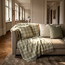 Filtar - Isela check cotton throw (cream/ljusgrön)