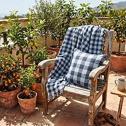 Filtar - Isela check cotton throw (navy/ljusblå)