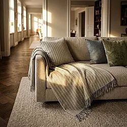 Kuddfodral - Rumi stripe cotton cushion cover (cream/navy/ljusgrön)