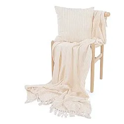 Kuddfodral - Rumi stripe cotton cushion cover (cream/rosa/ljusblå)