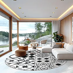 Rund matta - Avent (beige/svart)