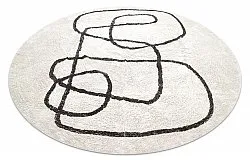 Rund matta - Bavello Natural Cotton Shaggy (offwhite/svart)