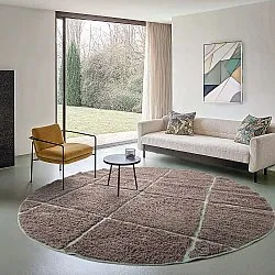 Rund matta - Bellevue Natural Cotton Shaggy (taupe/grön)