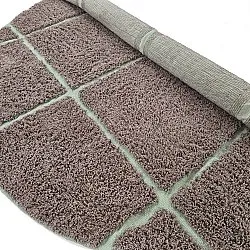 Rund matta - Bellevue Natural Cotton Shaggy (taupe/grön)