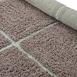 Rund matta - Bellevue Natural Cotton Shaggy (taupe/grön)