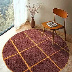 Rund matta - Bellevue Natural Cotton Shaggy (röd/orange)